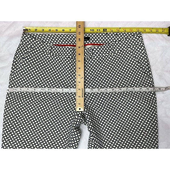 Dalia Ankle Pants Mid Rise Beige Navy Diamond Print Size 12 Large - Picture 5 of 9